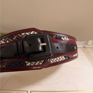 Burberry Black and Burgundy Women's Belt